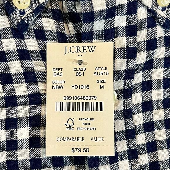NWT J. Crew Plaid Gingham Button Up Slim Fit Short Sleeved Shirt Medium - Picture 7 of 10